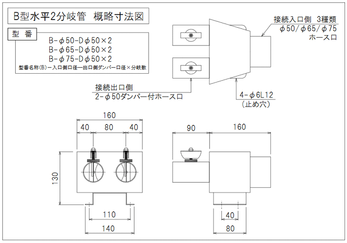 多分岐管Bシリーズ　クリックで図面拡大