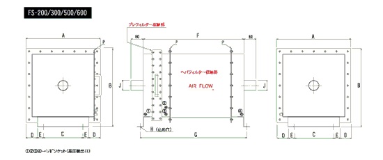 エアーフィルターFSシリーズ　クリックで図面拡大